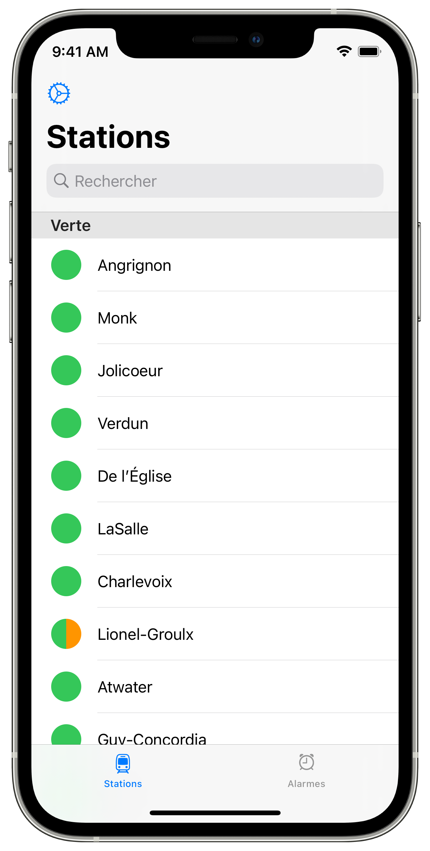 Capture d'écran : Le champ «Rechercher» est affiché.